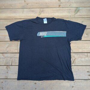 Vintage Nike Graphic T-Shirt Black with Striped Swoosh Logo Men's XL